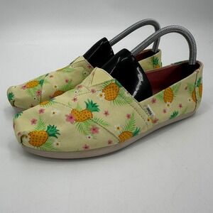 Toms Women' Slip On Shoes Pineapple Paradise Floral Canvas Casual Flats Size 8.5